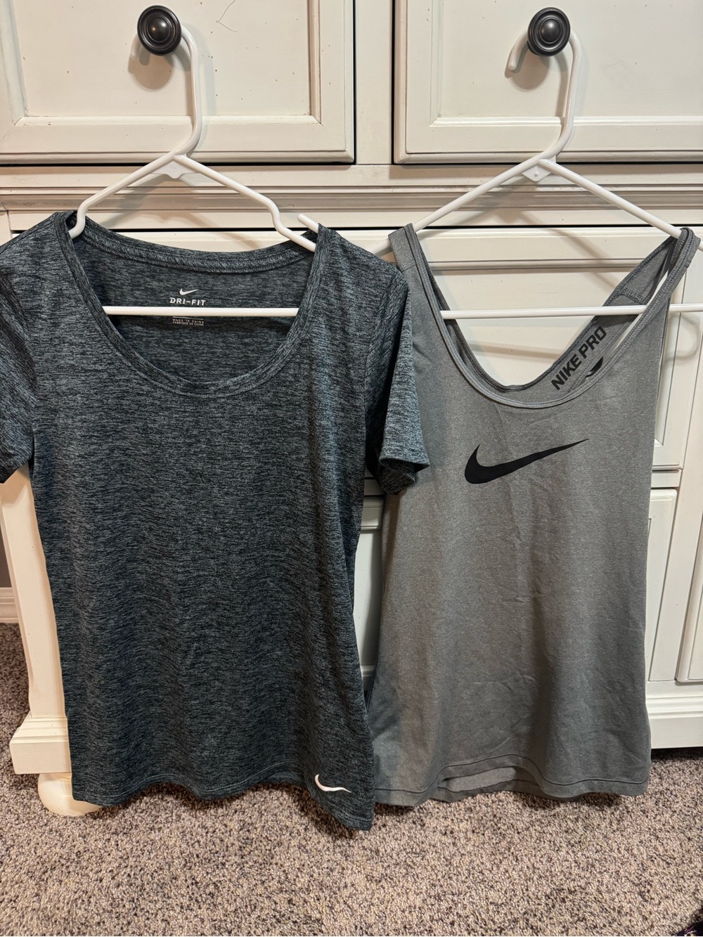 Nike Women’s Gray Dri-FIT Tee & Light Gray Nike Pro Tank (2-Pack)